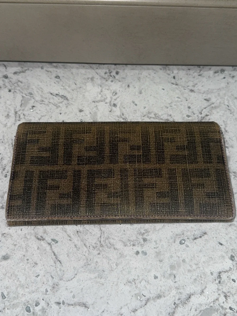 FENDI ZUCCA CONTINENTAL TOBACCO WALLET PURPLE INTERIOR —AUTHENTIC—